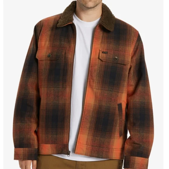 191. Billabong Barlow Sherpa Lined Jacket | Color: Java - Picture 1 of 8